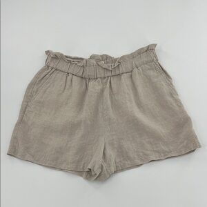 C&C California High Waist linen paperbag khaki Shorts casual spring summer large